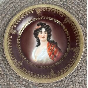 Antique Royal Vienna Bee Hive Porcelain Portrait Plate Hand Painted Gold Gilding